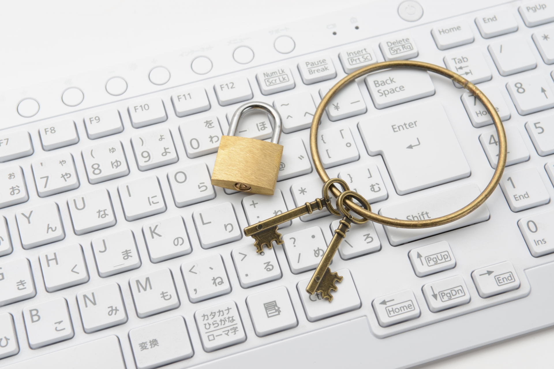 南京錠と鍵とキーボード
